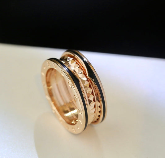 [Charm Aries]ZERO 1 PINK GOLD BLACK CERAMIC RING