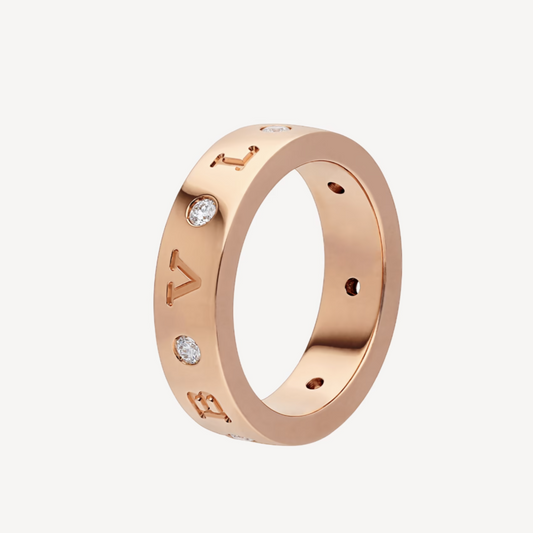 [Charm Aries]ZERO 1 ESSENTIAL PINK GOLD BAND WITH DIAMONDS RING