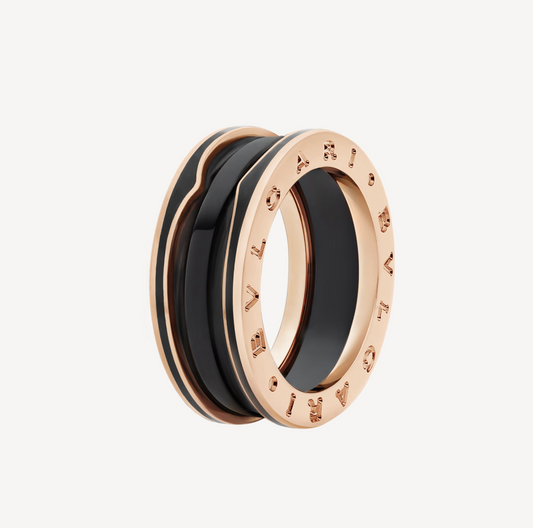 [Charm Aries]ZERO 1 TWO-BAND WITH MATTE BLACK CERAMIC PINK GOLD RING