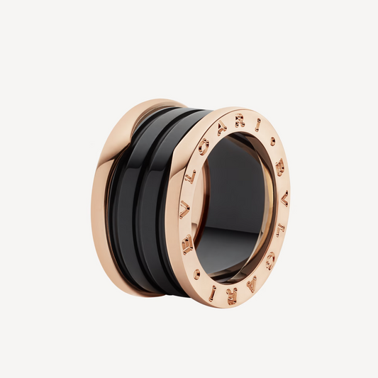 [Charm Aries]ZERO 1 FOUR-BAND LOOPS AND BLACK CERAMIC SPIRAL PINK GOLD RING