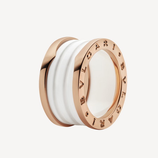 [Charm Aries]ZERO 1 FOUR-BAND LOOPS AND WHITE CERAMIC SPIRAL PINK GOLD RING