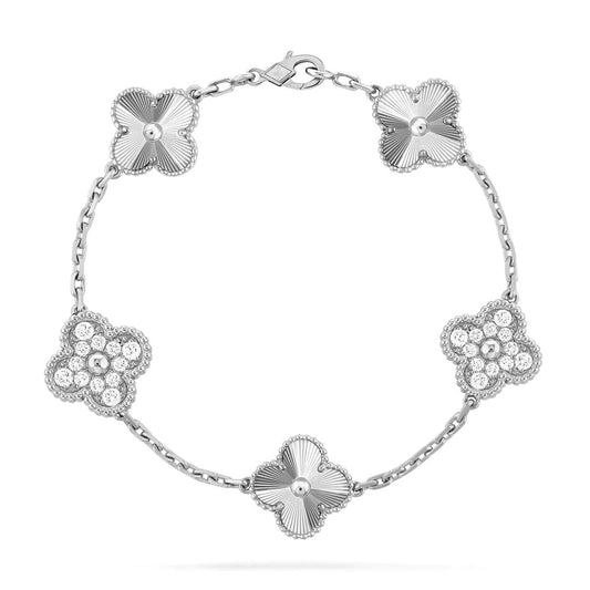 [Charm Aries]CLOVER 5 MOTIF SILVER DIAMOND BRACELET