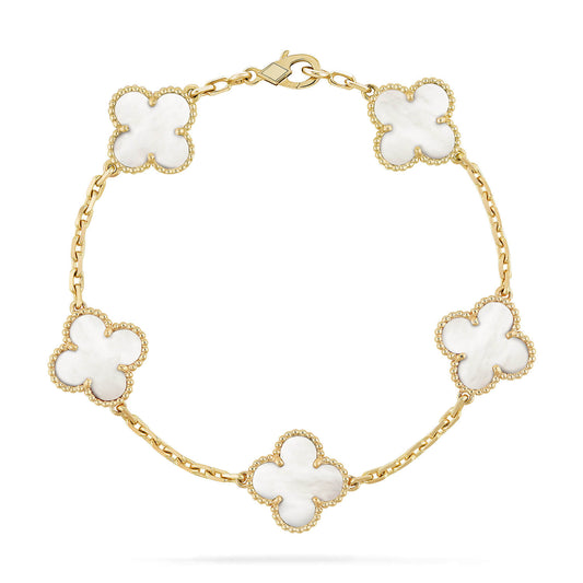 [Charm Aries]CLOVER  5 MOTIF WHITE MOP BRACELET