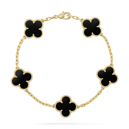 [Charm Aries]CLOVER  5 MOTIFS BLACK ONYX BRACELET