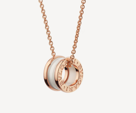 [Charm Aries]ZERO 1 WHITE CERAMIC PINK GOLD NECKLACE